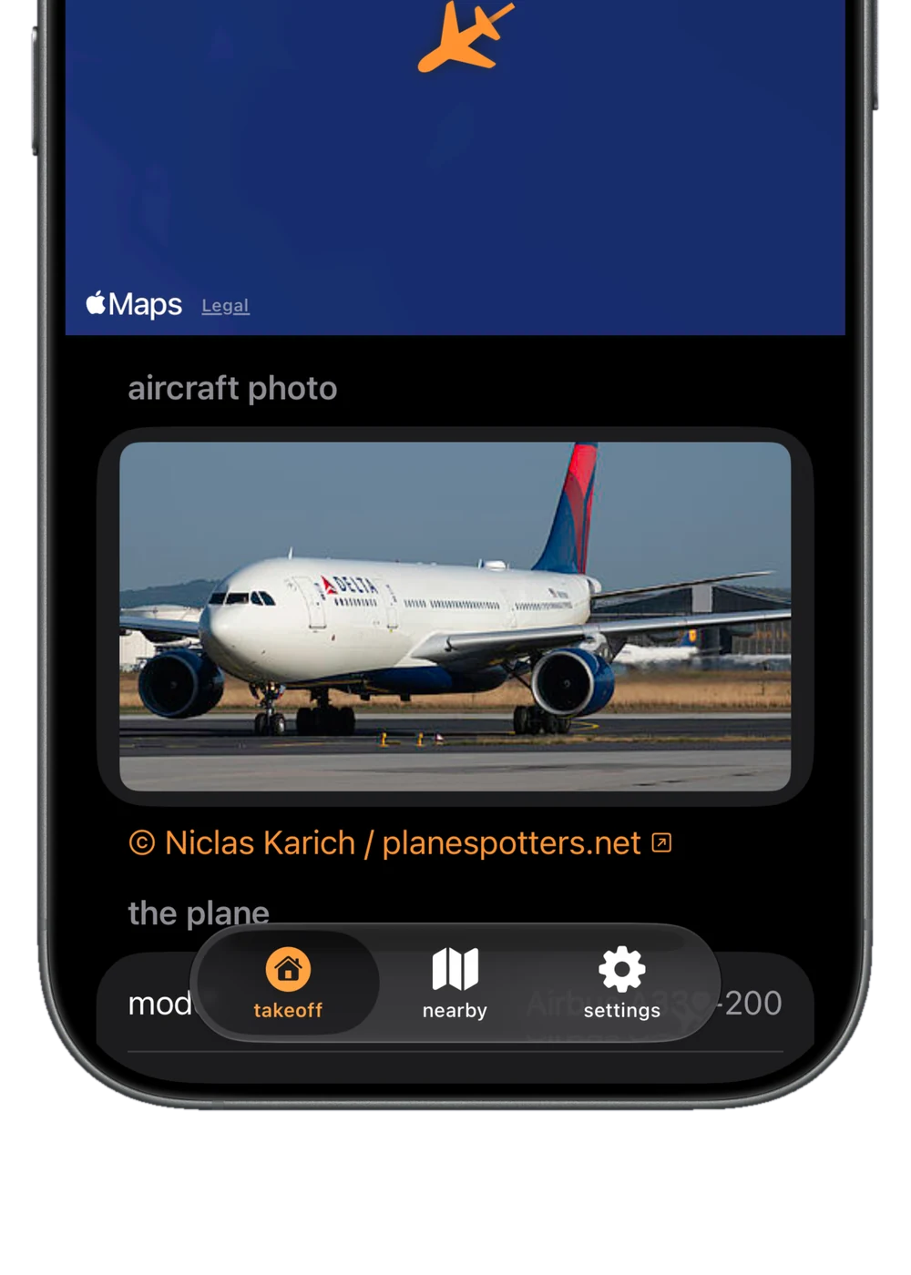 Takeoff aircraft photo screen